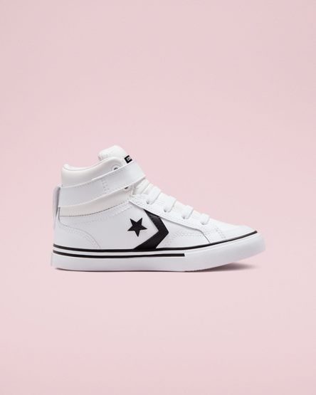 Tenis Converse Pro Blaze Alças Couro Cano Alto Menino Branco Pretas Branco | PT R05P13T